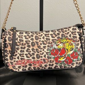 Ed Hardy | Iconic Tiger Rose Shoulder Bag w/ Crossbody Strap